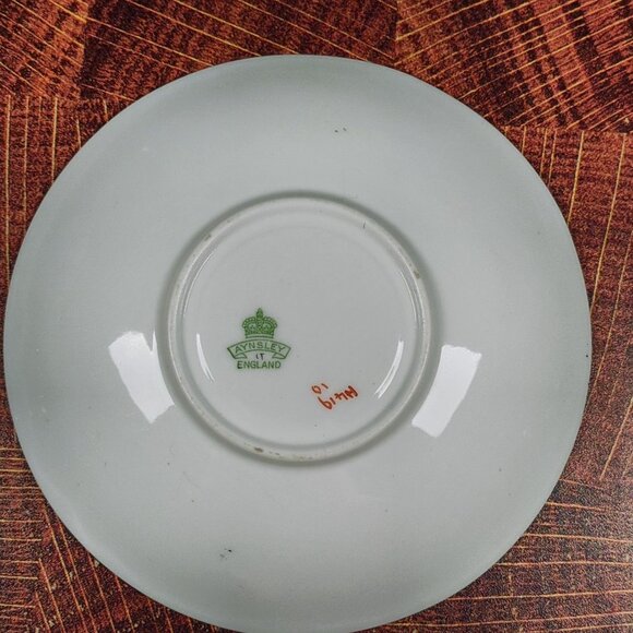 RARE Vintage Aynsley England Teacup Saucer Set Pink Floral Bone China  Art Deco - Picture 7 of 7